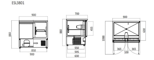 Atosa 2 Door Saladette Prep Table Refrigerator 300L - ESL3801